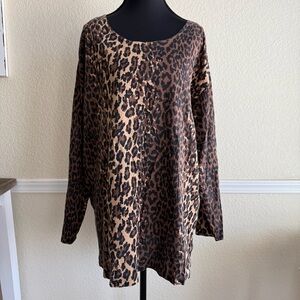 Leopard Print Vintage 90s Top 2X Animal Print Brown Black Streetwear Y2K Comfort